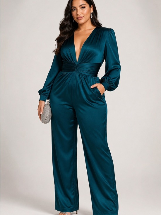 Mac Duggal Pants - Ieena Mac Duggal Blue Satin Jumpsuit Size 10